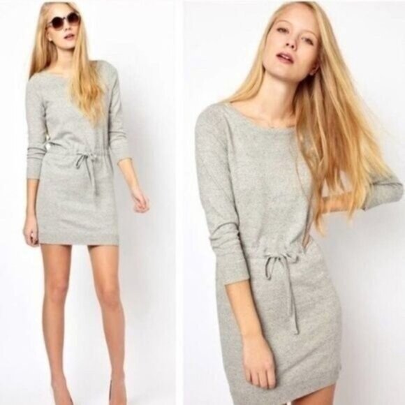 RAG & BONE Knit Sibella Drawstring Waist Dress Grey Sz M - Picture 15 of 16